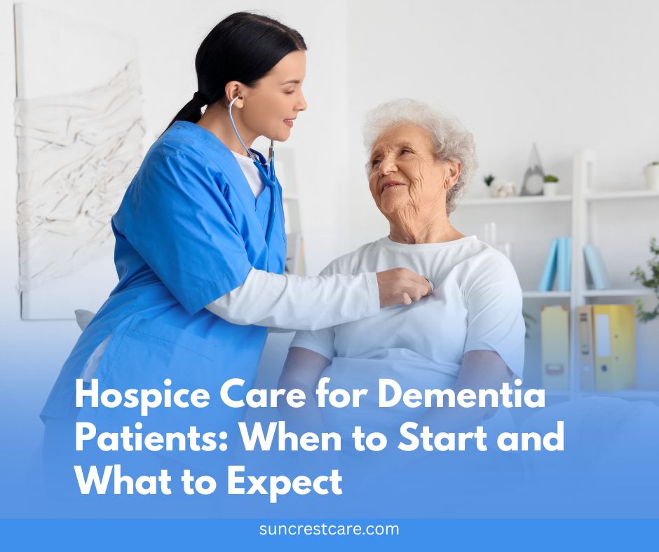 Hospice nurse caring for a dementia patient at home