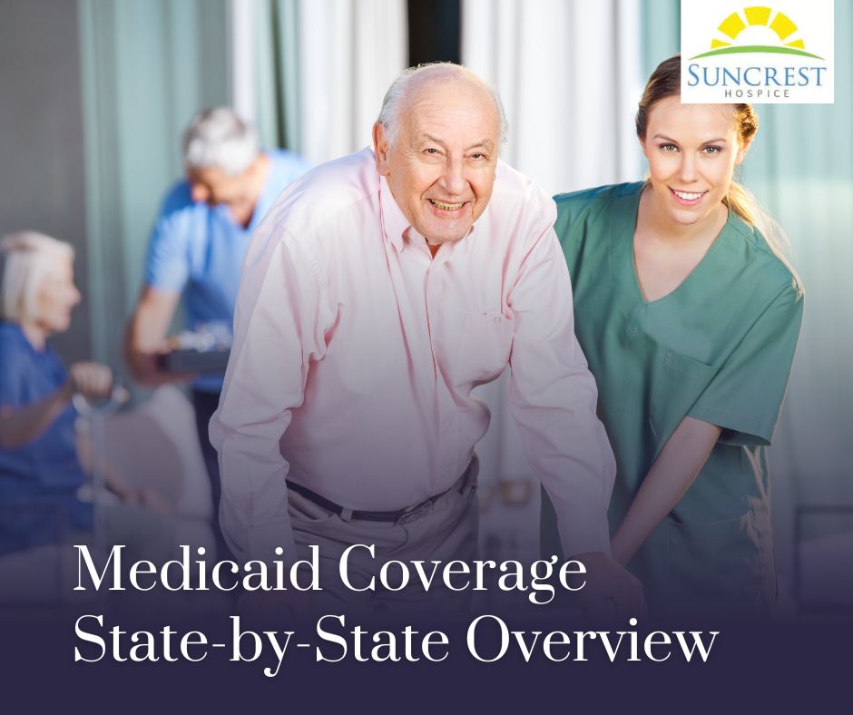 Map-style graphic showing Medicaid hospice coverage across Suncrest's service states