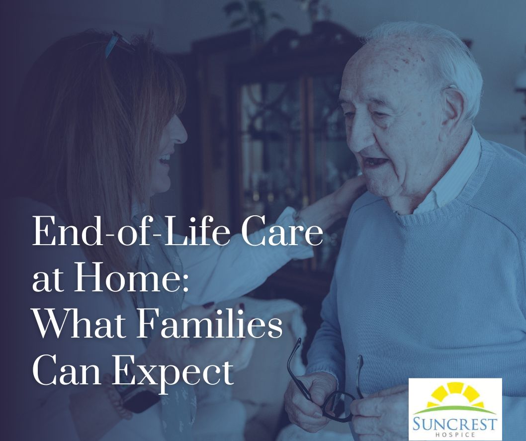 Hospice nurse visiting patient and family at home during end-of-life care