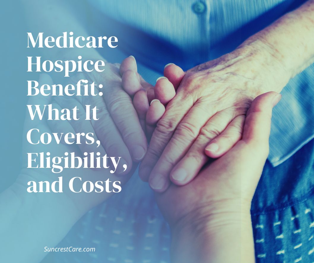 Adult daughter reviewing Medicare hospice benefit paperwork with her aging father